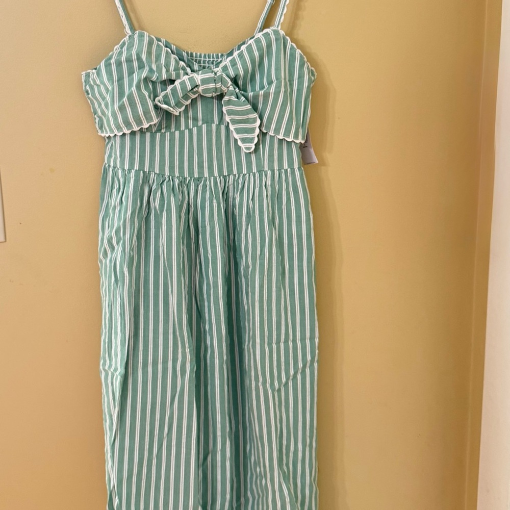 Old Navy Green and White Striped Dress